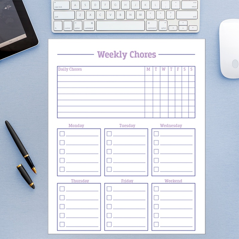 Checklist Weekly Chores  – Removable Wall Decal