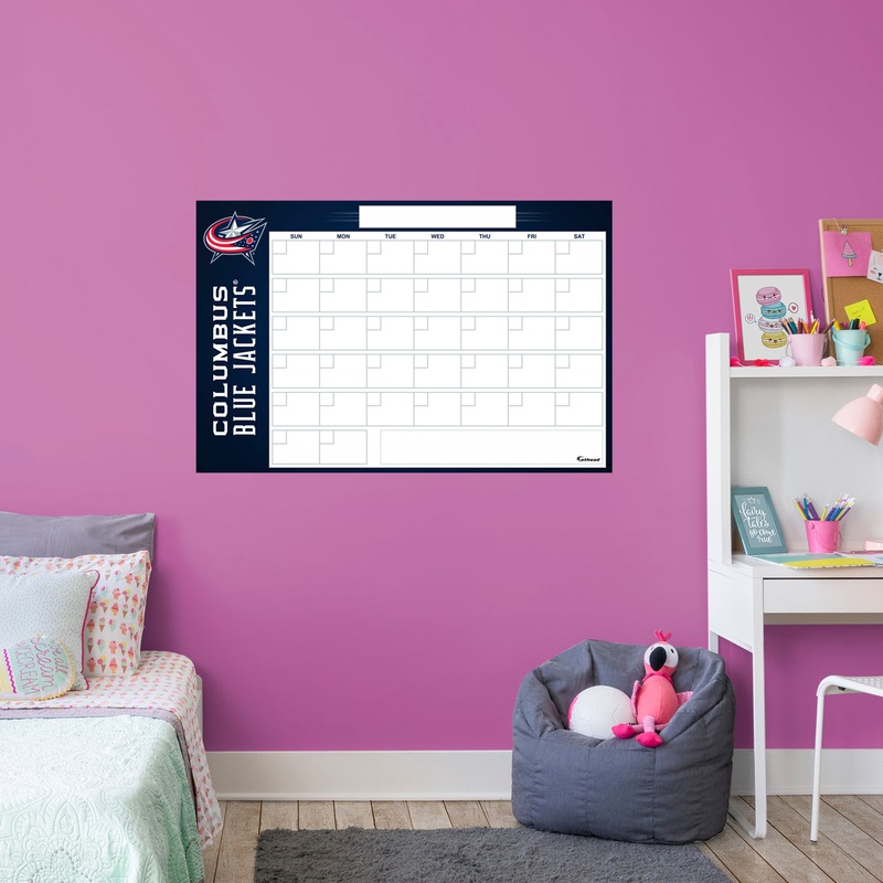 Columbus Blue Jackets – Dry Erase Calendar – Official NHL – Reusable Vinyl Wall Decal
