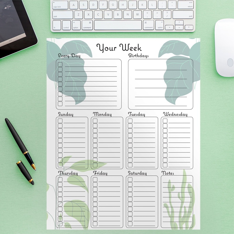 Dry Erase Checklist Plants 7  – Removable Wall Decal