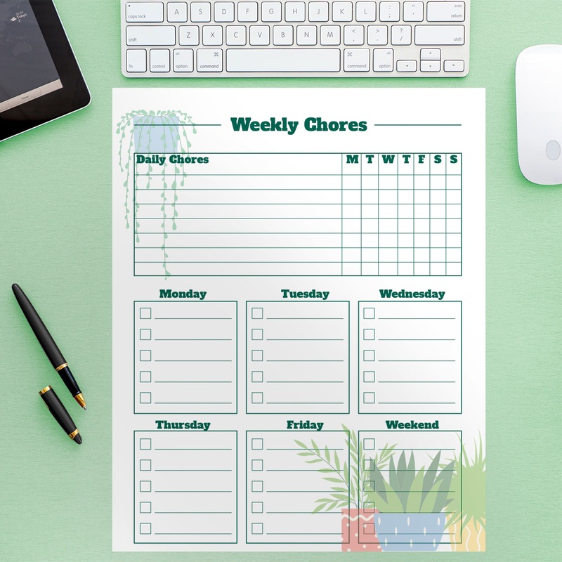 Dry Erase Checklist Plants 8  – Removable Wall Decal