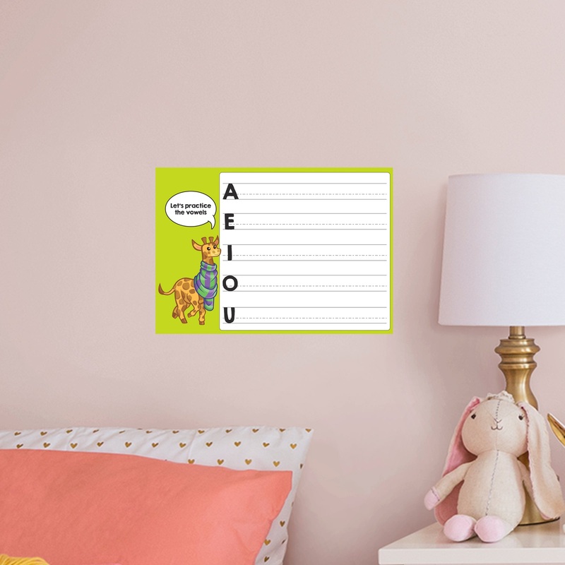Dry Erase Educational Vowel Tracing – Removable Wall Decal