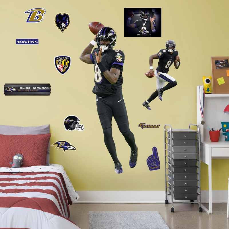 Lamar Jackson – RealBig Black Jersey Collection – Official NFL – Baltimore Ravens – Reusable Vinyl Wall Decals