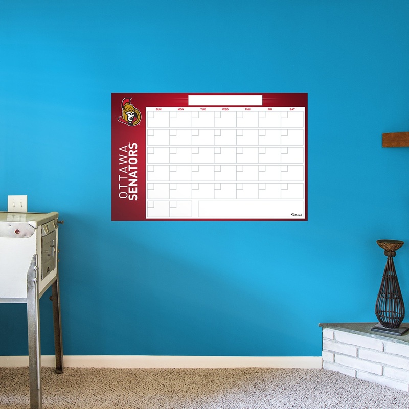 Ottawa Senators – Dry Erase Calendar – Official NHL – Reusable Vinyl Wall Decal