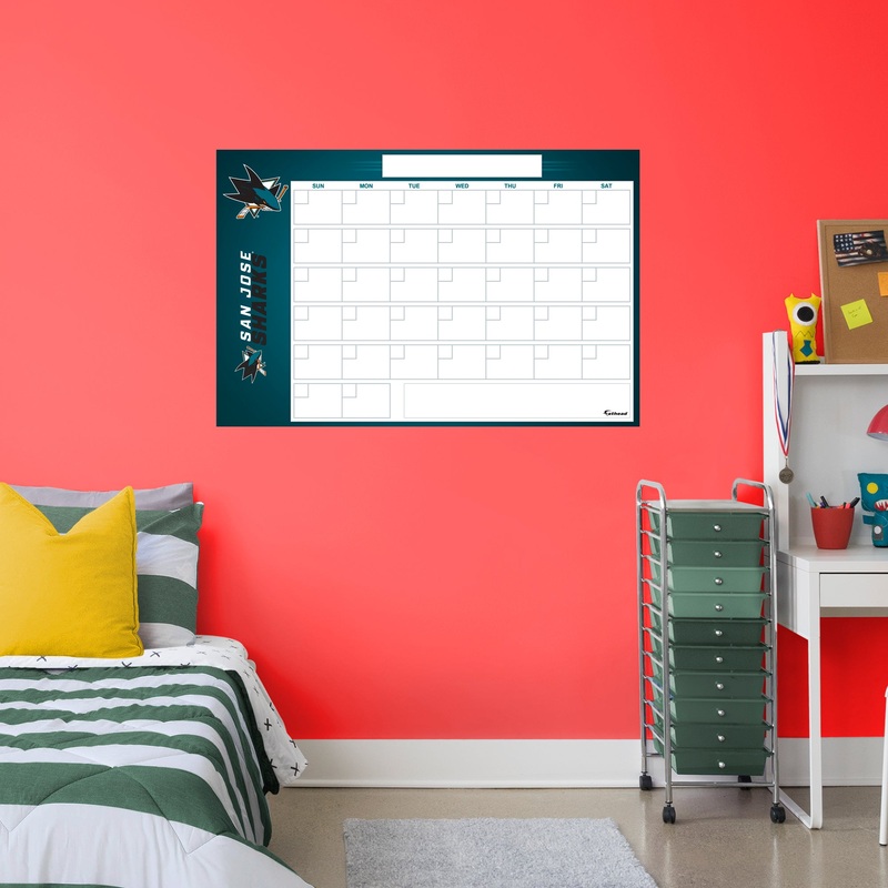 San Jose Sharks – Dry Erase Calendar – Official NHL – Reusable Vinyl Wall Decal