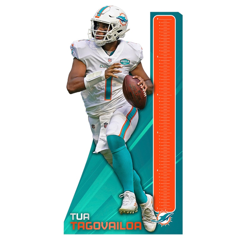 Tua Tagovailoa – Growth Chart – Official NFL – Miami Dolphins – Reusable Vinyl Wall Decal