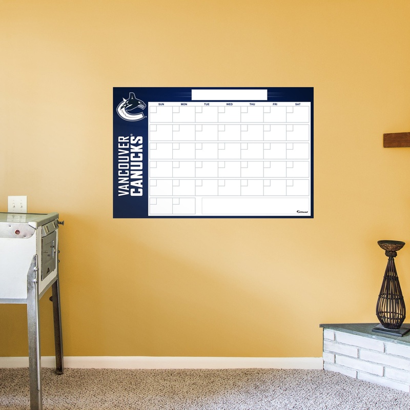 Vancouver Canucks – Dry Erase Calendar – Official NHL – Reusable Vinyl Wall Decal
