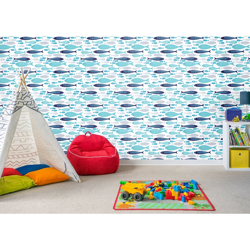 Blue Fintasy  – Peel & Stick Wallpaper