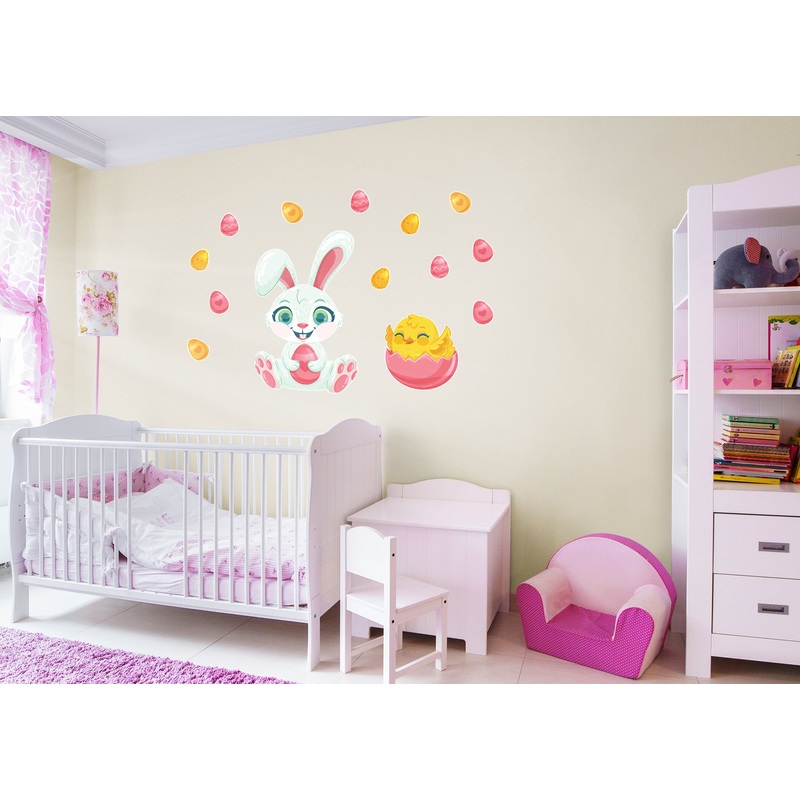 Easter Bunny & Chick  –  Removable Wall Decal