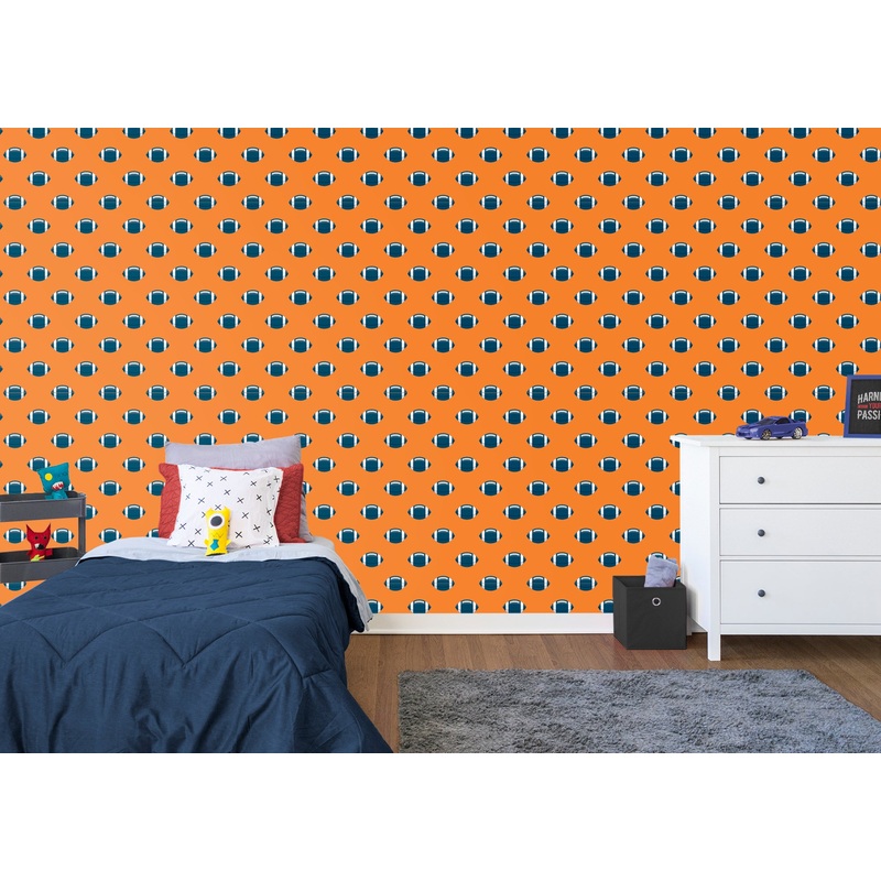 Give Me The Touchdown – Orange & Blue  – Peel & Stick Wallpaper