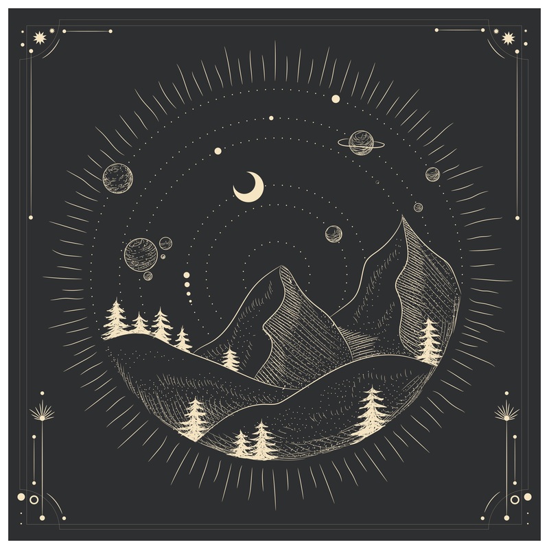 Moon Phases:  Moonlight Murals Mountains        –   Removable Wall   Adhesive Decal