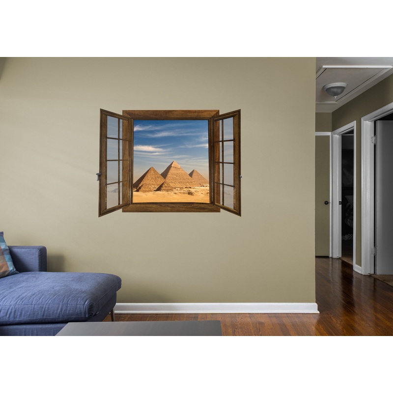 Ancient World: Great Pyramid of Giza Instant Windows        –   Removable Wall   Adhesive Decal
