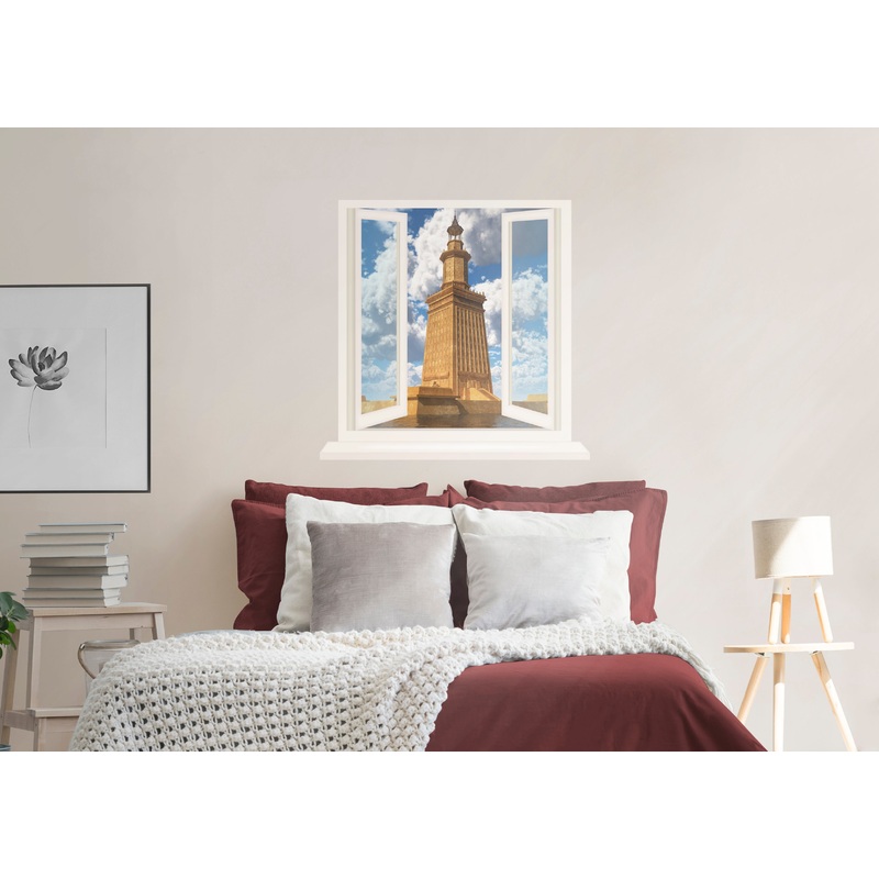 Ancient World: Lighthouse of Alexandria Instant Windows        –   Removable Wall   Adhesive Decal