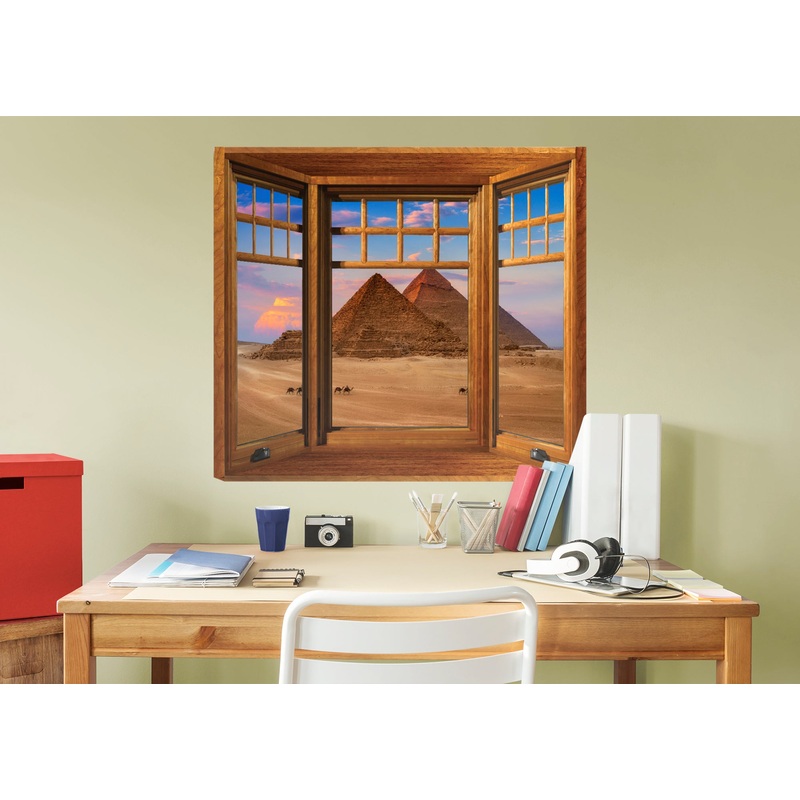 Ancient World: Sunset in Giza Instant Windows        –   Removable Wall   Adhesive Decal
