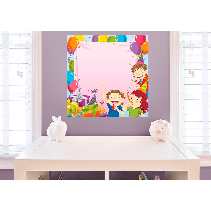 Birthday  Party Kids Dry Erase            Removable Wall   Adhesive Decal