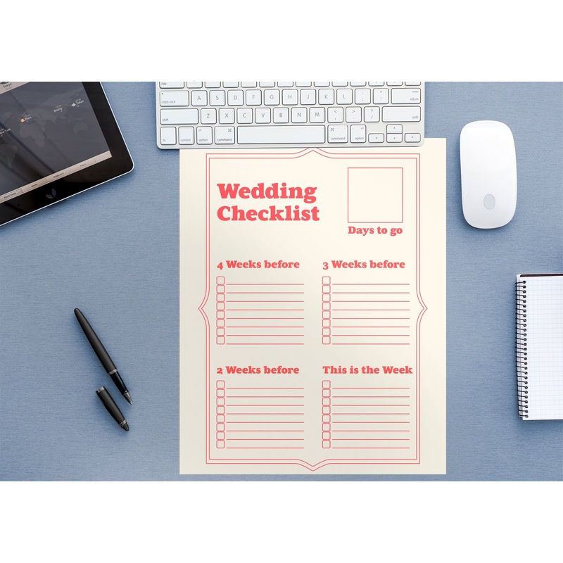Dry Erase Wedding Checklist  –  Removable Wall Decal