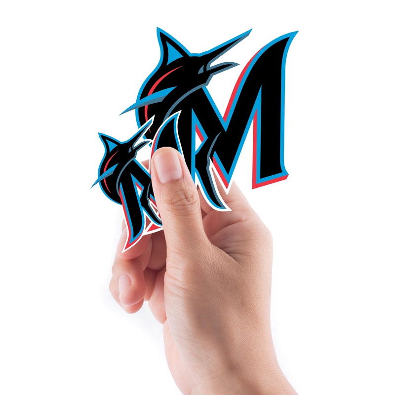 Miami Marlins – 5 Logo Minis (Mixed Sizes) – Official MLB – Reusable Vinyl Decals