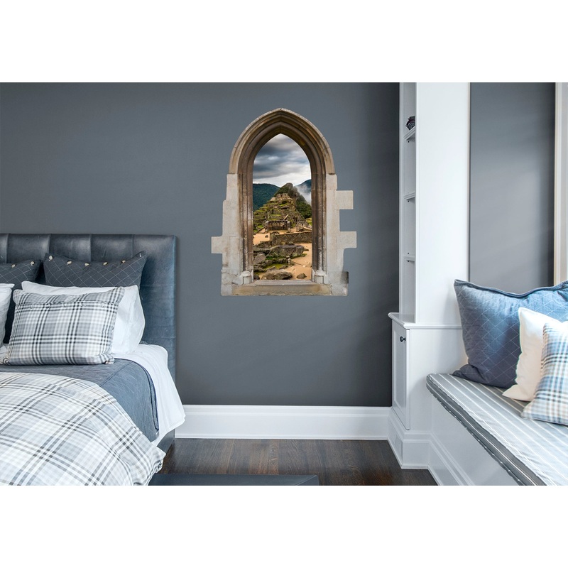 New Wonders: Machu Pichu Fog View Instant Windows        –   Removable Wall   Adhesive Decal