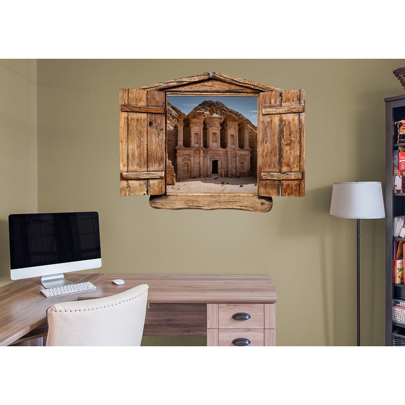 New Wonders: Petra Front Instant Windows        –   Removable Wall   Adhesive Decal