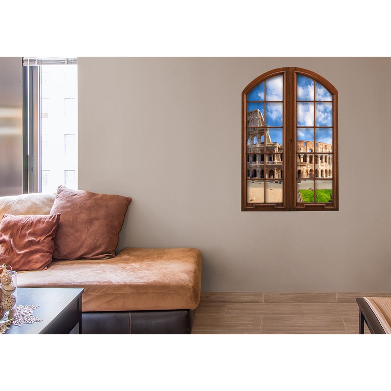 New Wonders: Rome Coloseum Instant Windows        –   Removable Wall   Adhesive Decal