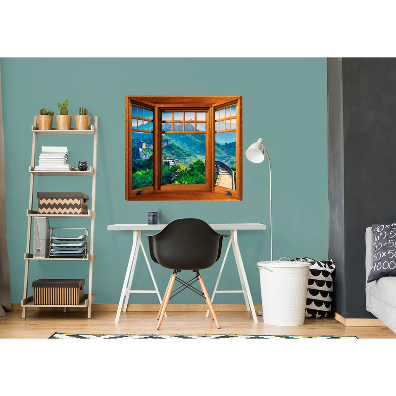 New Wonders: The Great Wall Instant Windows        –   Removable Wall   Adhesive Decal