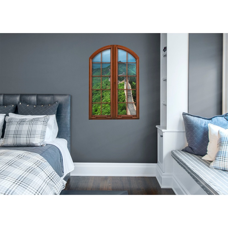 New Wonders: The Great Wall Panoramic View Instant Windows        –   Removable Wall   Adhesive Decal