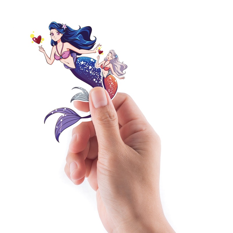 Sheet of 5 -Mythical Creatures: Mermaids Happy Minis        –   Removable    Adhesive Decal
