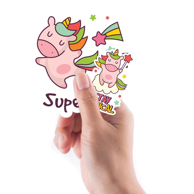 Sheet of 5 -Mythical Creatures: Unicorn Awesome Minis        –   Removable    Adhesive Decal