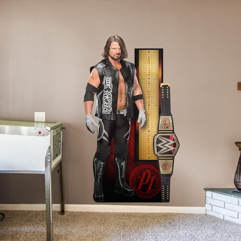AJ Styles – Growth Chart – Official WWE – Reusable Vinyl Wall Decal