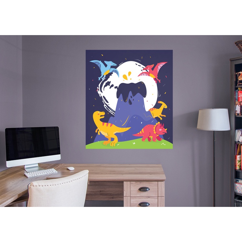 Dinosaurs:  Volcano Mural        –   Removable Wall   Adhesive Decal
