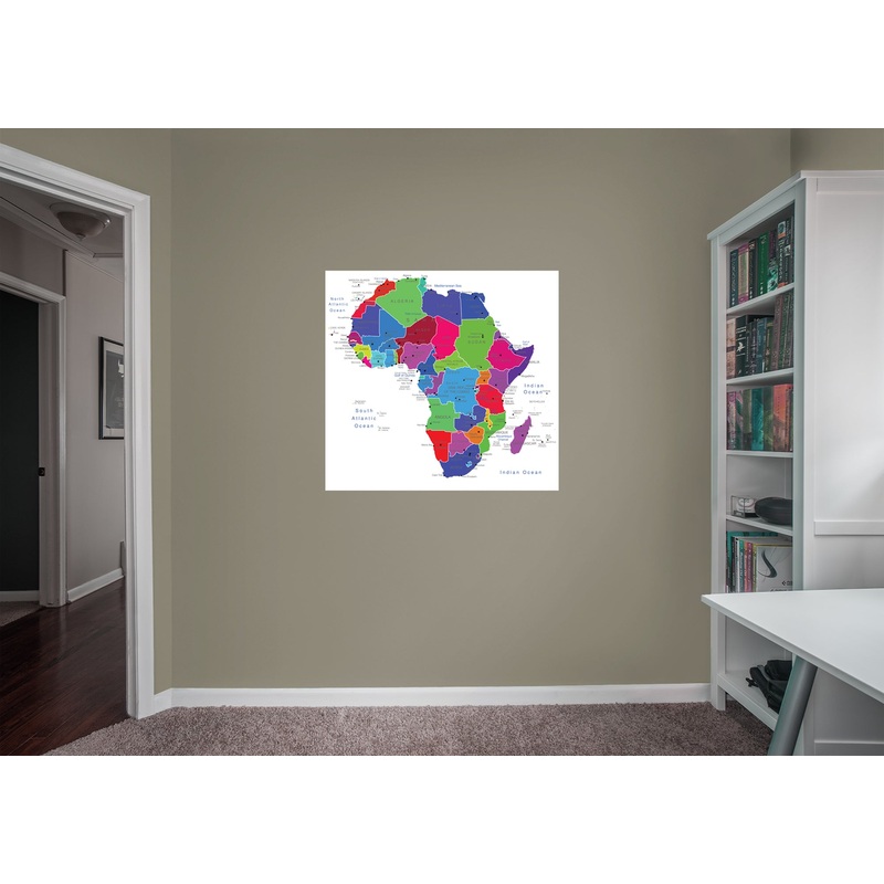 Maps: Africa Neon Mural        –   Removable Wall   Adhesive Decal