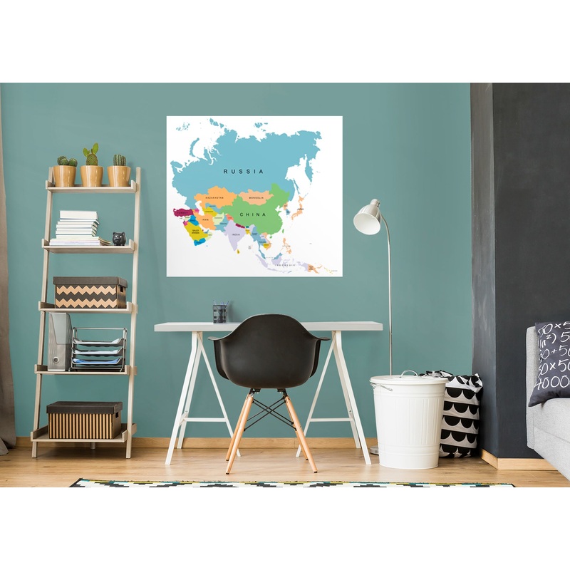 Maps: Asia Pastel Mural        –   Removable Wall   Adhesive Decal