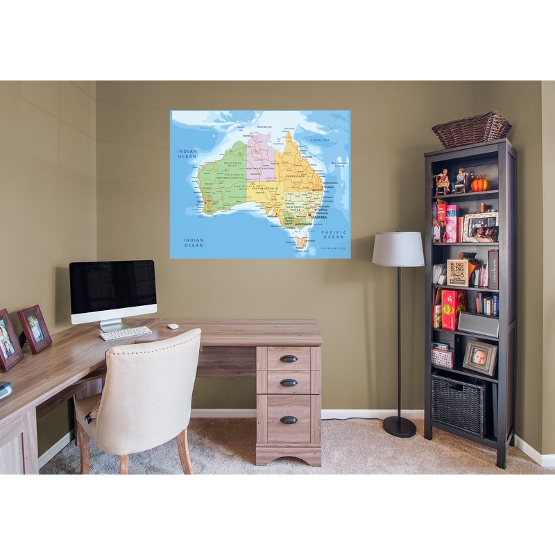 Maps: Australia Complex Map Mural        –   Removable Wall   Adhesive Decal