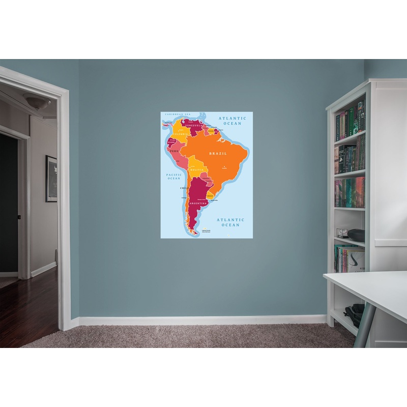 Maps: South America Color Block Mural        –   Removable Wall   Adhesive Decal
