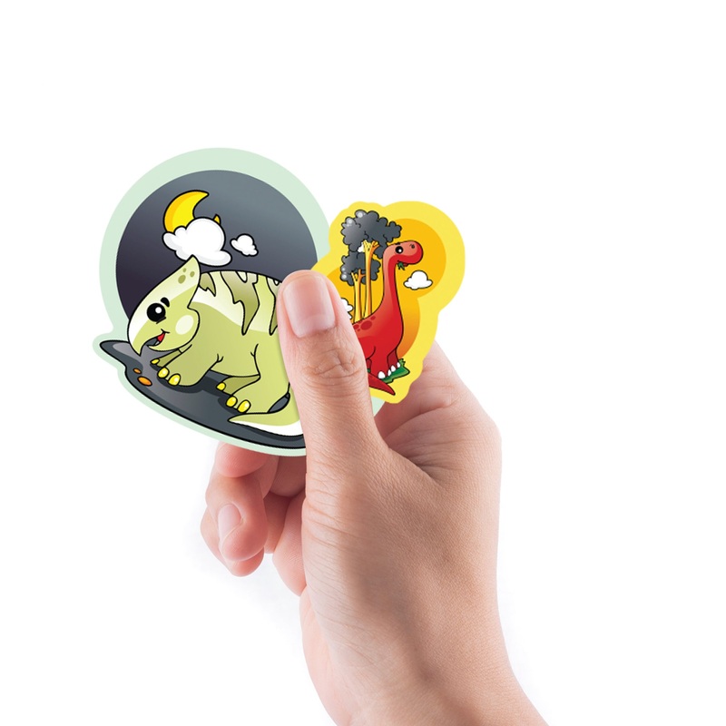 Sheet of 5 -Dinosaur: Dinosaur Cartoon Minis        –   Removable    Adhesive Decal