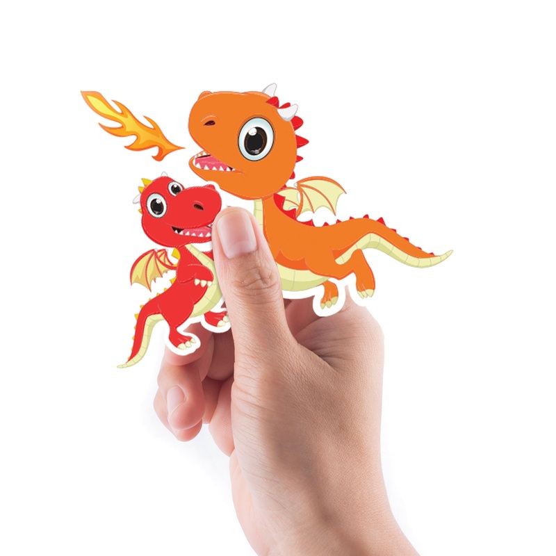 Sheet of 5 -Mythical Creatures: Dragons Minis        –   Removable    Adhesive Decal