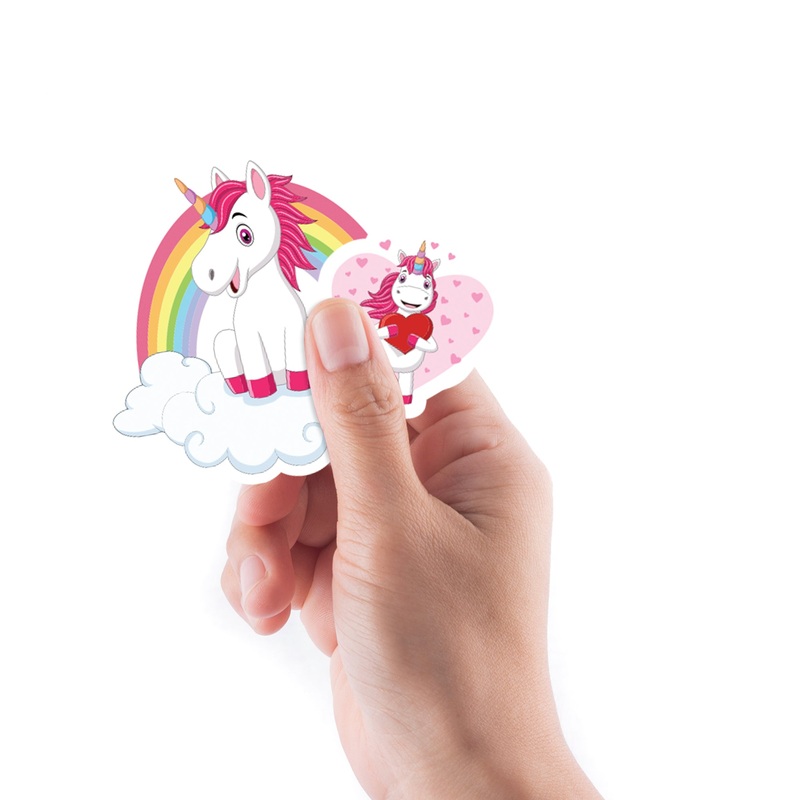 Sheet of 5 -Mythical Creatures: Unicorn Pink Minis        –   Removable    Adhesive Decal