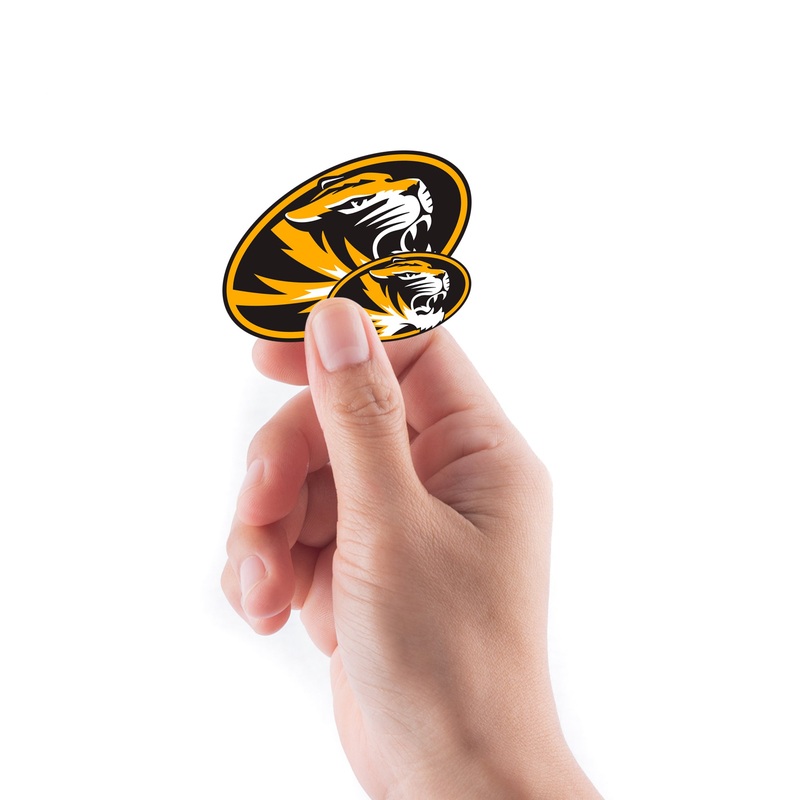U of Missouri – 5 Logo Minis (Mixed Sizes) – Official NCAA – Missouri Tigers – Reusable Vinyl Decals
