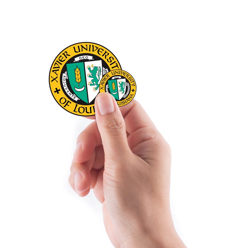 Xavier U of Louisiana – 5 Logo Minis (Mixed Sizes) – Official NCAA – XULA Gold Rush – Reusable Vinyl Decals