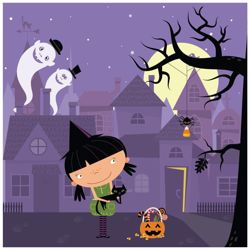 Halloween:  Violet Halloween Mural        –   Removable Wall   Adhesive Decal