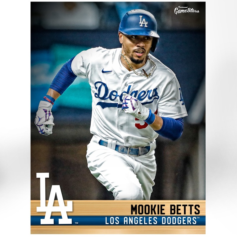 Mookie Betts – GameStars Series – Peel & Stick Poster – Official MLB – Los Angeles Dodgers – Reusable Vinyl Wall Decal