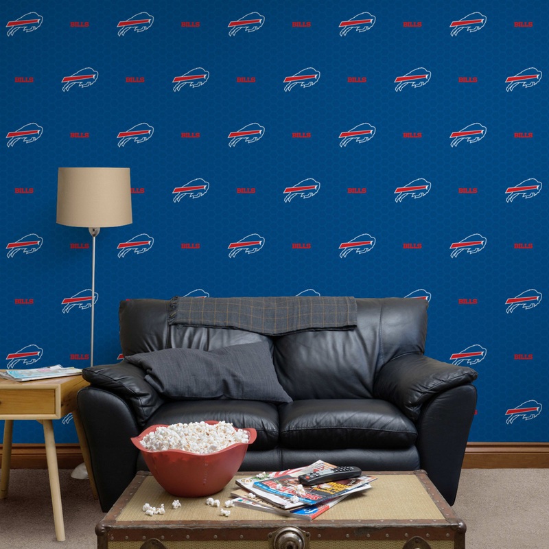 Buffalo Bills (Blue) – Hexagon Pattern – Peel & Stick Wallpaper – Official NFL – Reusable Vinyl Wall Decals