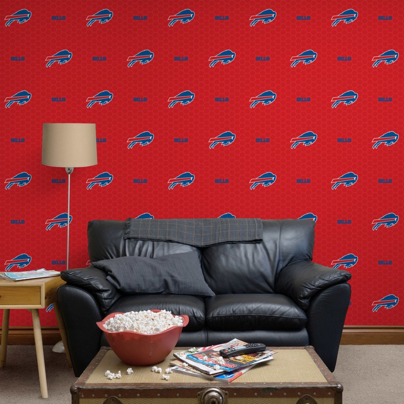 Buffalo Bills (Red) – Hexagon Pattern – Peel & Stick Wallpaper – Official NFL – Reusable Vinyl Wall Decals