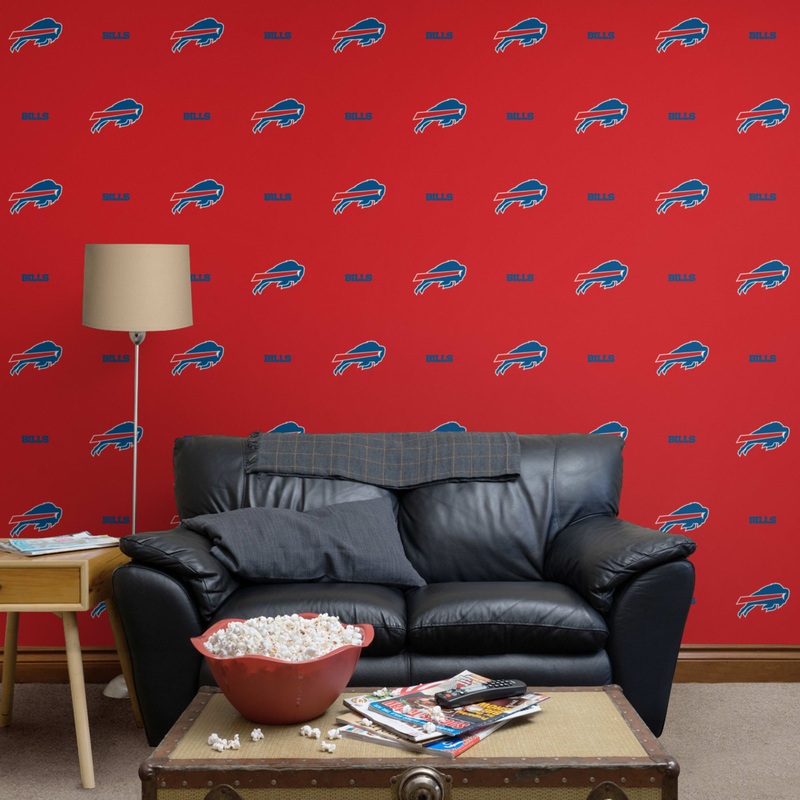 Buffalo Bills (Red) – Line Pattern – Peel & Stick Wallpaper – Official NFL – Reusable Vinyl Wall Decals