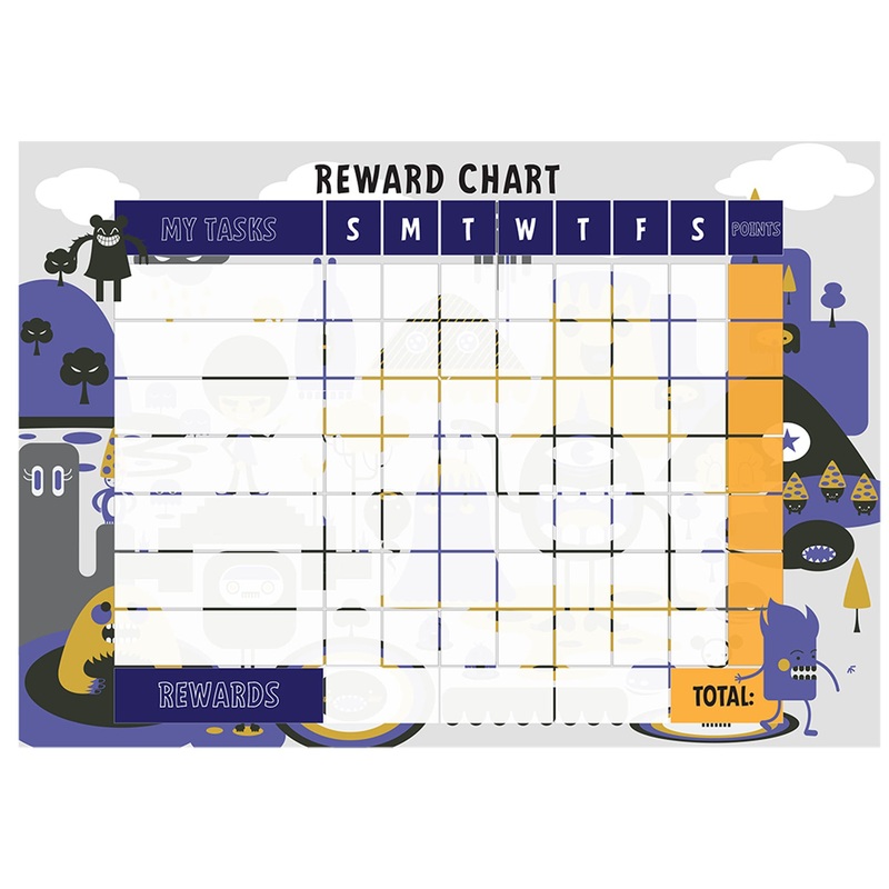 Chart: Monsters Reward Chart Version 2 Dry Erase        –   Removable Wall   Adhesive Decal