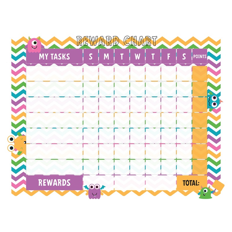 Chart: Monsters Reward Chart Version 5 Dry Erase        –   Removable Wall   Adhesive Decal
