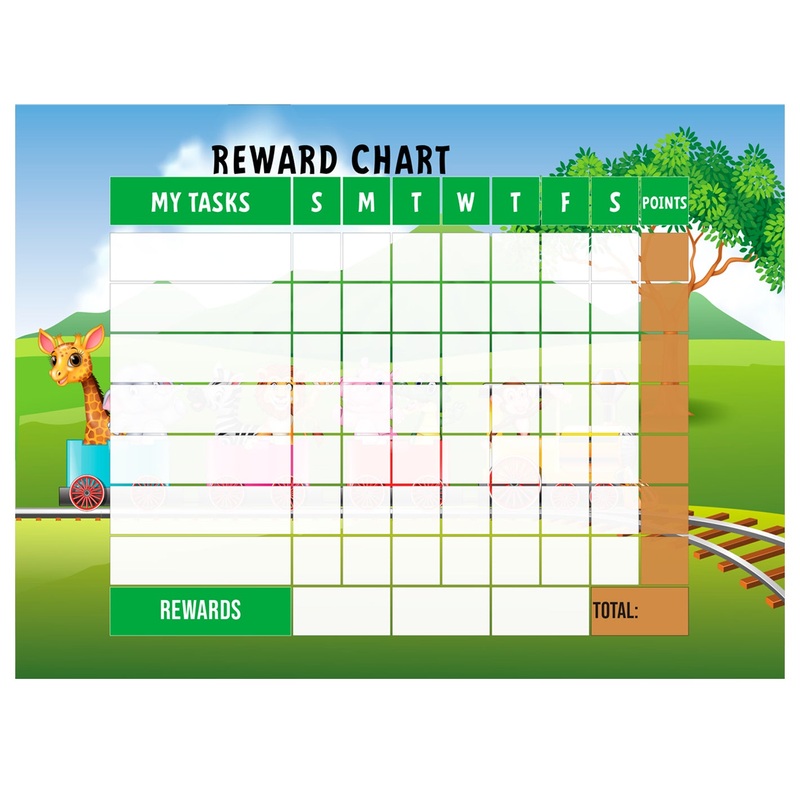 Chart: Trains Animals train Dry Erase        –   Removable Wall   Adhesive Decal