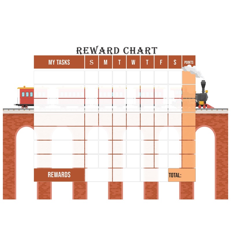 Chart: Trains Brick bridge Dry Erase        –   Removable Wall   Adhesive Decal