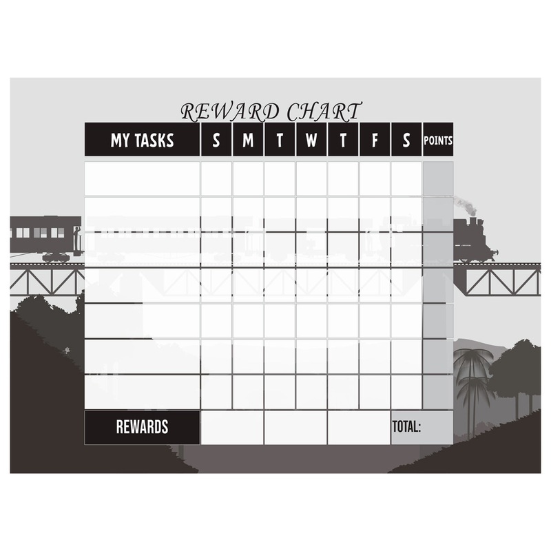 Chart: Trains Bridge train Dry Erase        –   Removable Wall   Adhesive Decal
