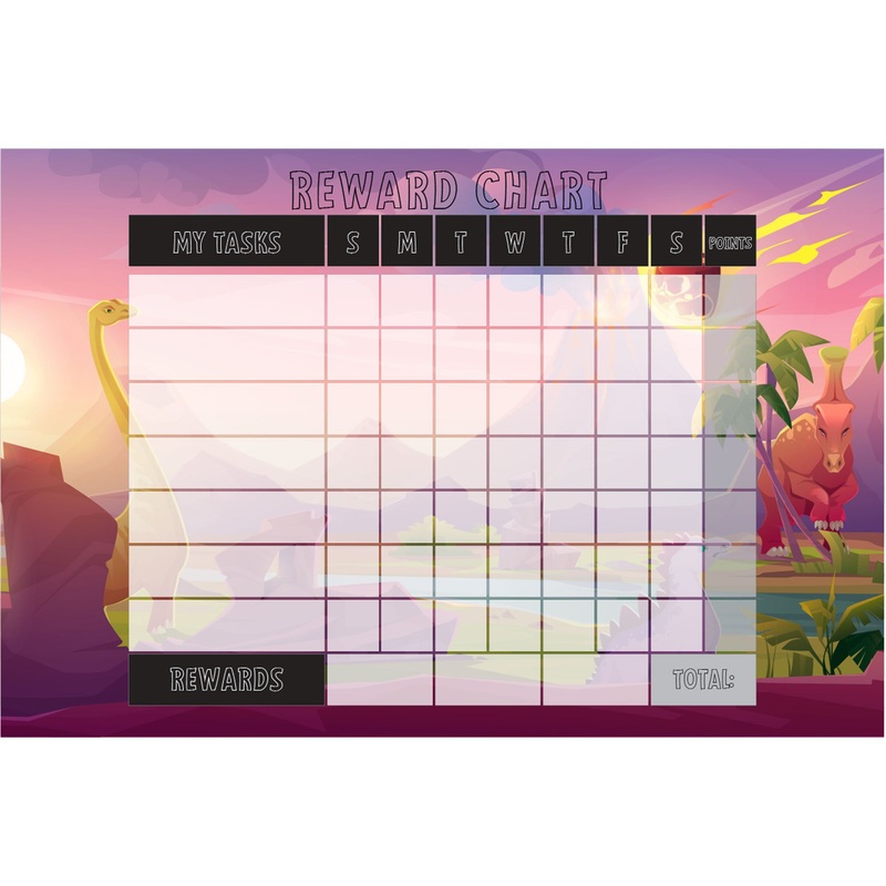 Dinosaurs: Dinosaurs Reward Chart Version 1 Dry Erase        –   Removable Wall   Adhesive Decal