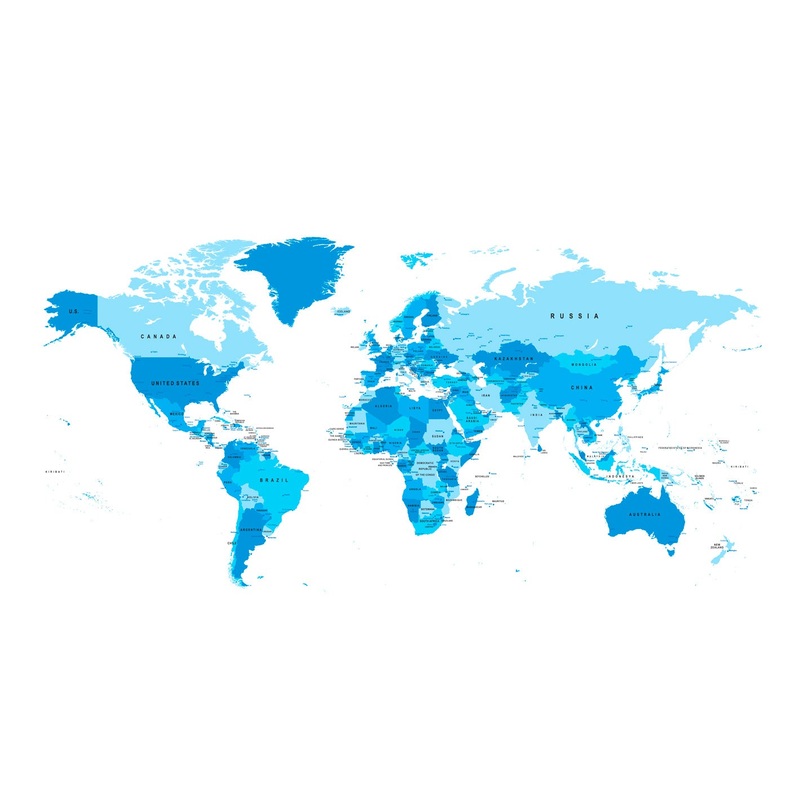 World Maps:  Blue Complex Map Mural        –   Removable Wall   Adhesive Decal